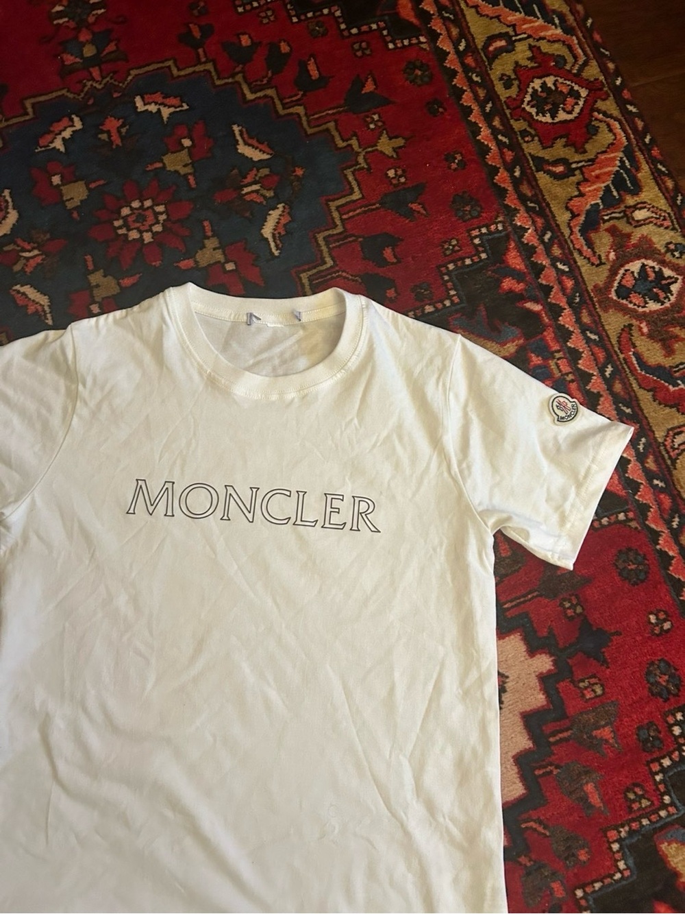 Moncler White Short Sleeve Logo Tee